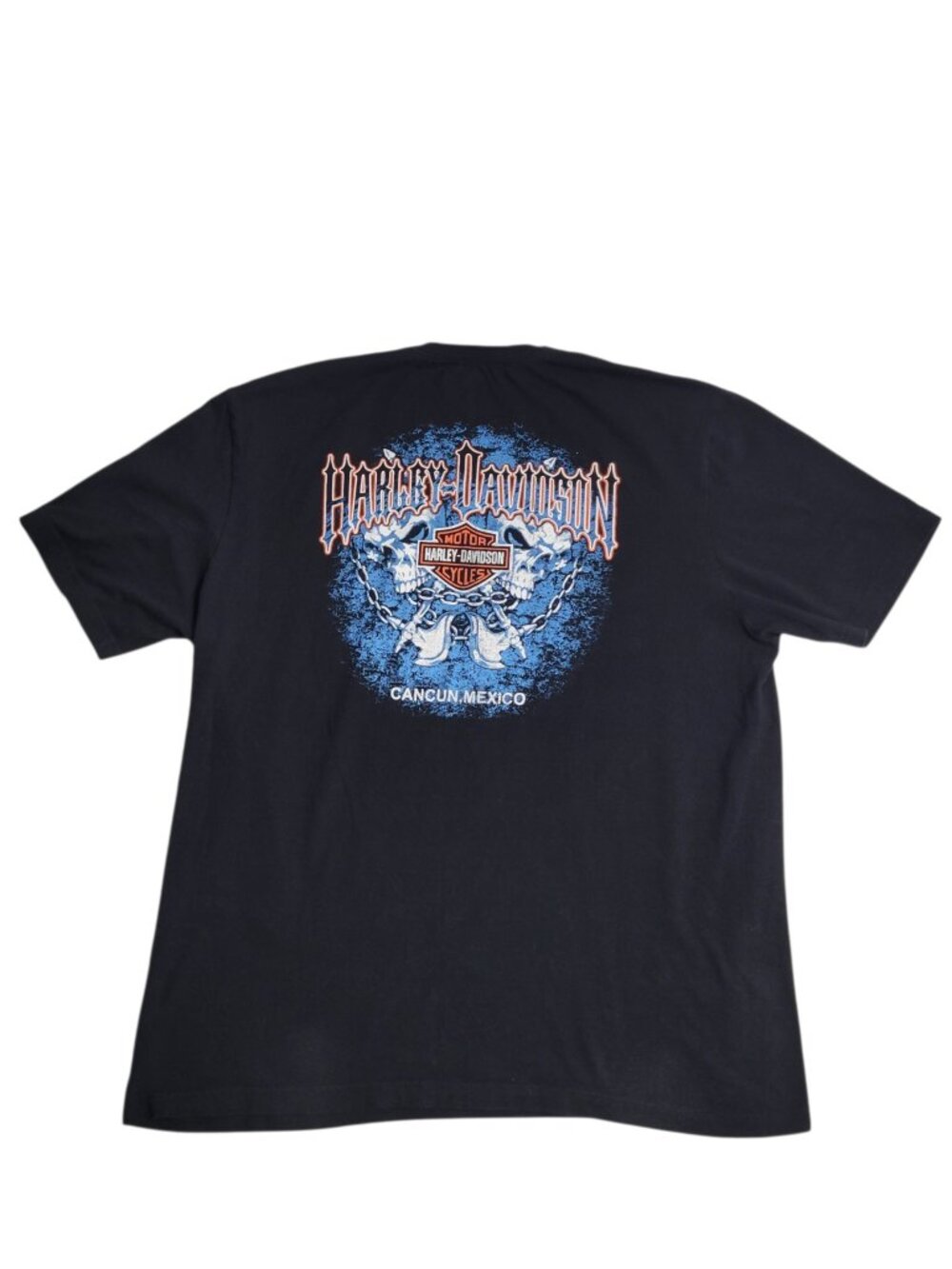 Vintage Y2K Harley Davidson Motorcycles Cancun Mexico T-Shirt Black Size L